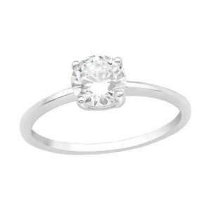 SOLITAIRE RING WITH ROUND ZIRCONIUM SILVER 925